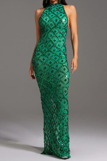 slight stretch rhinestone mesh crew neck sleeveless maxi dress new add colors