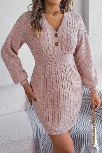 sexy slight stretch twist knitted 5 colors v-neck bodycon sweater mini dress