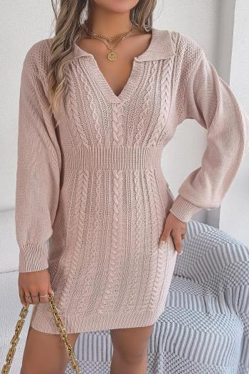 sexy slight stretch twist knitted 4 colors bodycon sweater mini dress