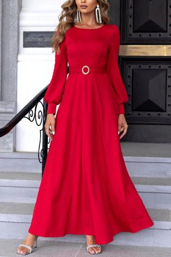 casual slight stretch simple solid color zip-up long-sleeved maxi dress
