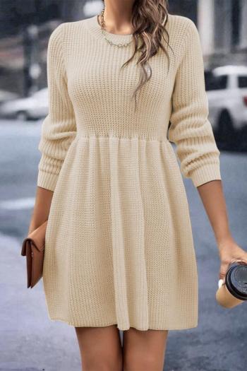 casual slight stretch simple 5-colors solid color knitted mini dress