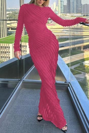 sexy special fabric micro see through 3 colors long sleeve slim maxi dress