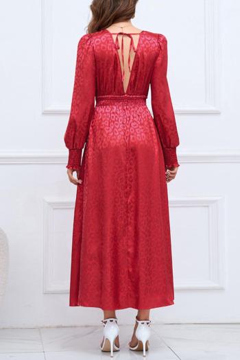 Sexy plus size slight stretch leopard v-neck backless lace-up maxi dress