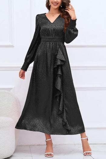 Sexy plus size slight stretch leopard v-neck backless lace-up maxi dress
