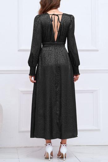 Sexy plus size slight stretch leopard v-neck backless lace-up maxi dress