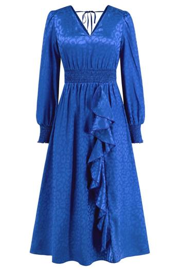 Sexy plus size slight stretch leopard v-neck backless lace-up maxi dress