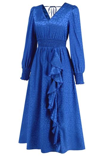 Sexy plus size slight stretch leopard v-neck backless lace-up maxi dress