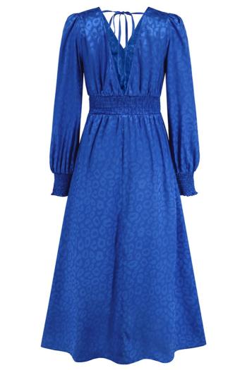 Sexy plus size slight stretch leopard v-neck backless lace-up maxi dress