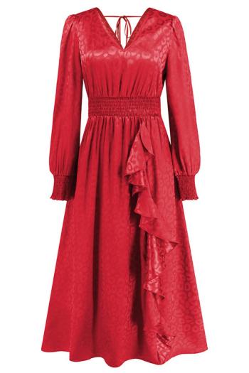 Sexy plus size slight stretch leopard v-neck backless lace-up maxi dress