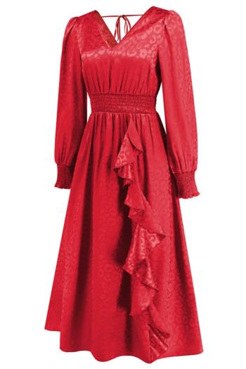 Sexy plus size slight stretch leopard v-neck backless lace-up maxi dress