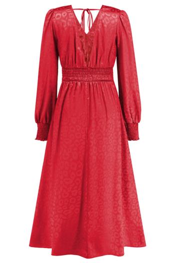 Sexy plus size slight stretch leopard v-neck backless lace-up maxi dress
