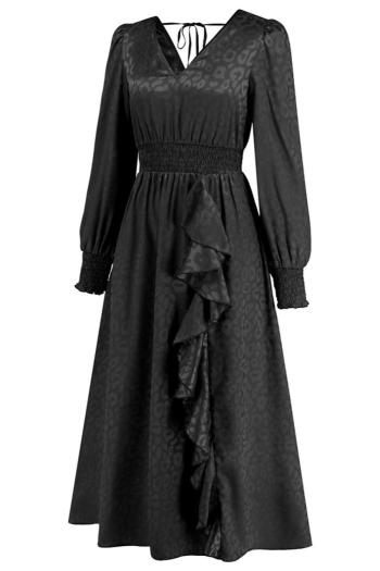 Sexy plus size slight stretch leopard v-neck backless lace-up maxi dress