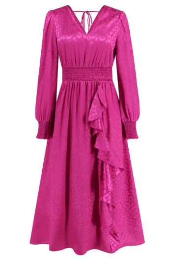 Sexy plus size slight stretch leopard v-neck backless lace-up maxi dress