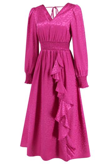 Sexy plus size slight stretch leopard v-neck backless lace-up maxi dress