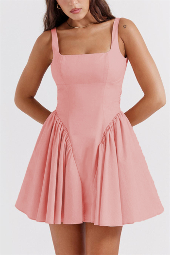 sexy non-stretch solid color sling bow tie backless mini dress