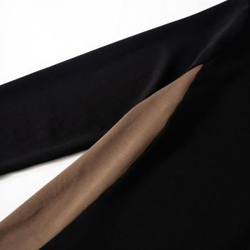 Sexy slight stretch contrast color crew neck slim slit maxi dress