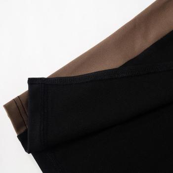 Sexy slight stretch contrast color crew neck slim slit maxi dress