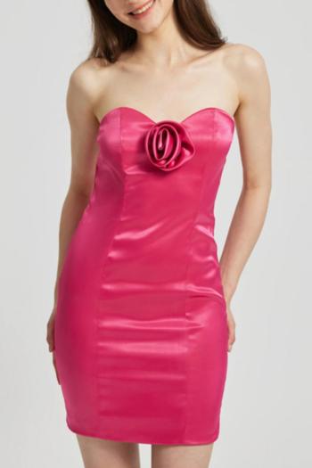 xs-l sexy slight stretch 3d flower decor tube design bodycon mini dress