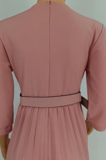 Stylish plus size non-stretch 5 colors suit collar with belt midi dress