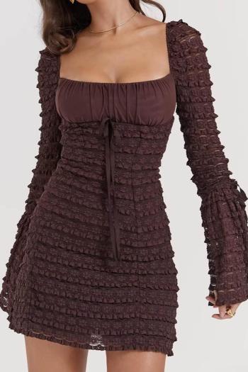 sexy slight stretch lace square neck flared sleeves mini dress (size run small)