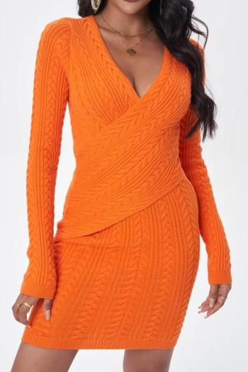 sexy slight stretch solid 4 colors cross knitted mini dress (size run small)