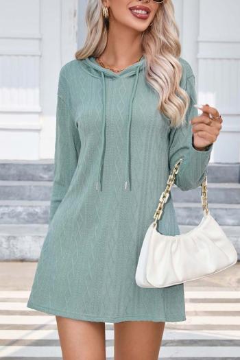 casual plus size 5 colors slight stretch solid knitted hooded mini dress