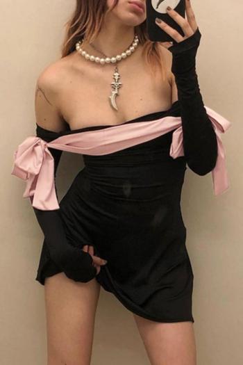 sexy slight stretch off shoulder lace-up mini dress