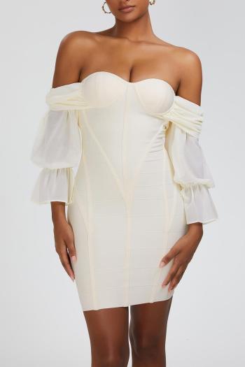 sexy slight stretch off-shoulder patchwork zip-up tight high quality mini dress