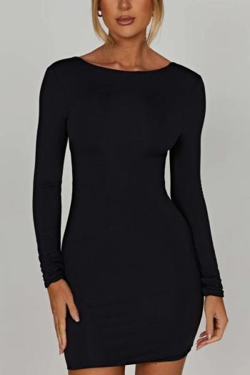 sexy slight stretch simple solid color tight backless mini dress