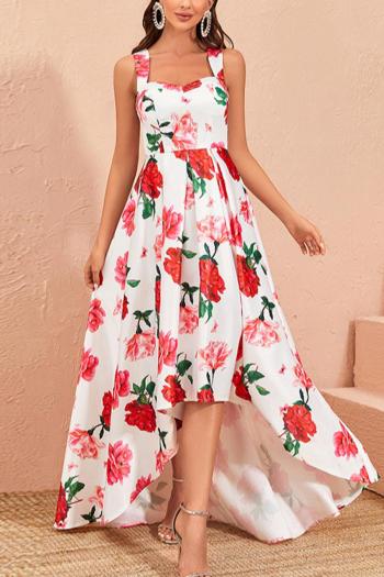 casual slight stretch flower printing sleeveless maxi dress
