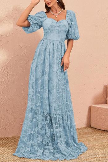 elegant slight stretch lace square neck with lined maxi dress