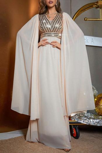 elegant non-stretch chiffon sequins maxi evening dress