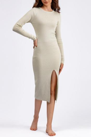 sexy slight stretch solid color slim slit knitted midi dress#1