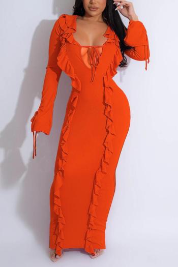 sexy plus size slight stretch solid color stringy selvedge deep v maxi dress