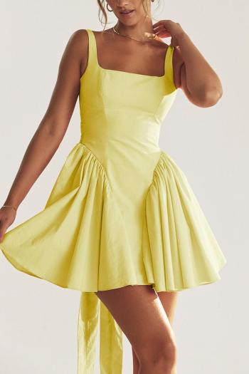 sexy non-stretch solid color strapless backless bow mini dress