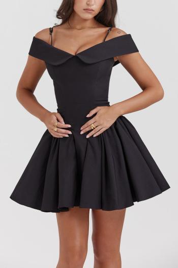sexy non-stretch solid color sling mini dress