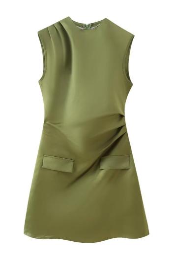 pure color zip-up non-stretch sleeveless sexy mini dress size run small