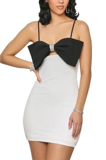 Sexy plus size slight stretch solid color bow sling tight mini dress