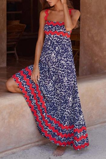bohemian style non-stretch sling striped polka dot print maxi dress