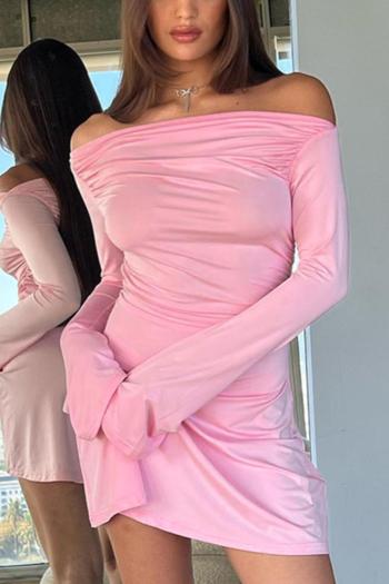 sexy slight stretch solid color off shoulder mini dress