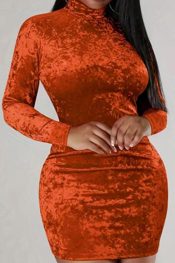 sexy plus size slight stretch simple solid color slim velvet mini dress