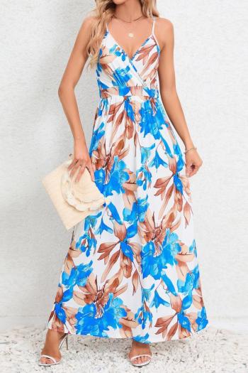 bohemian plus size slight stretch floral printing backless sling maxi dress#1#