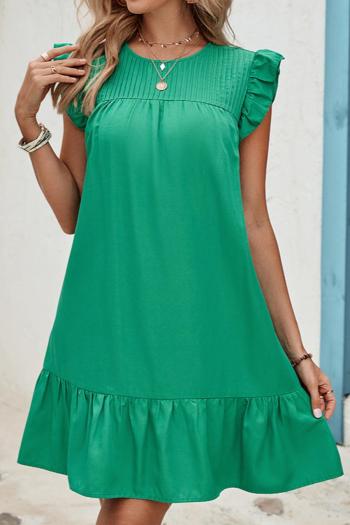 casual non-stretch simple solid color loose short-sleeved mini dress