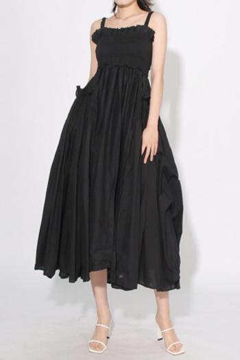 stylish sweet non-stretch pure color backless high quality midi dress