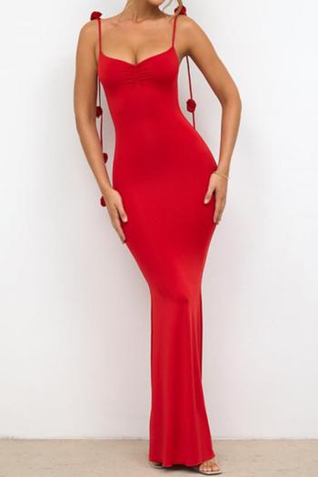 new sexy slim slight stretch red flower patchwork low-cut  backless maxi dress