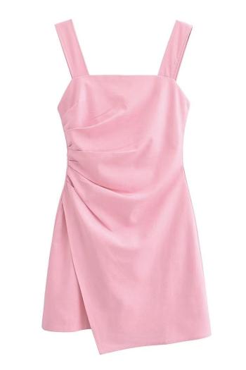 sexy non-stretch solid color sling pleated tight mini dress size run small