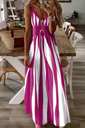 casual plus size slight stretch striped loose sling maxi dress