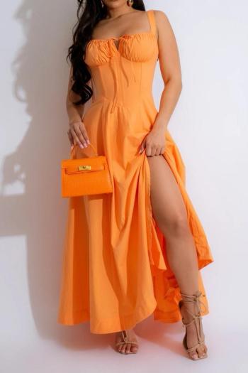solid color plus size non-stretch laced sexy sleeveless maxi dress