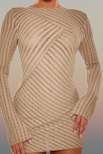 sexy slight stretch special fabric see through long sleeve bodycon mini dress