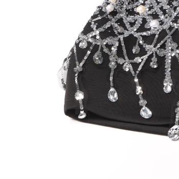 Elegant non-stretch sequins pearl rhinestone decor high quality blazer